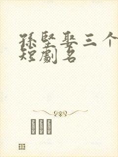 孙坚娶三个老婆短剧名