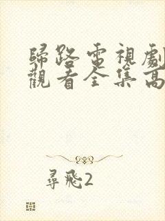 归路电视剧免费观看全集高清