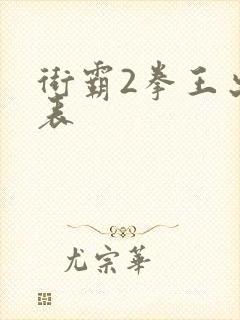 街霸2拳王出招表