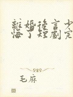 离婚后言少他后悔了短剧完整版