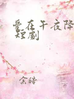 爱在午夜降临前 短剧