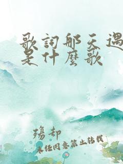 歌词那天遇见你是什么歌