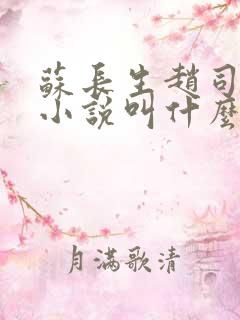 苏长生赵司钰的小说叫什么名字