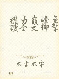 权力巅峰免费阅读全文柳擎宇小说