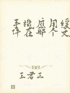 手机应用缓存文件在哪个文件夹