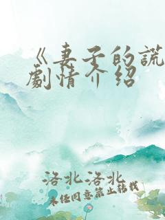 《妻子的谎言》剧情介绍