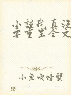 小说我真没想过要重生全文阅读