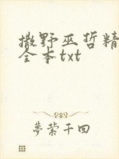 撒野巫哲精校版全本txt