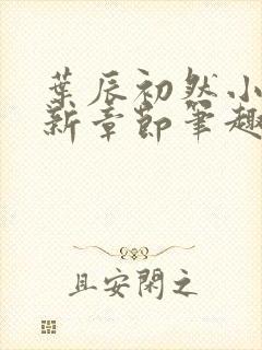 叶辰初然小说最新章节笔趣阁