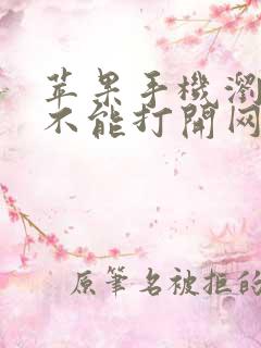 苹果手机浏览器不能打开网页怎么办