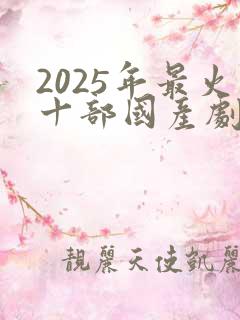 2025年最火十部国产剧
