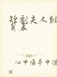 短剧夫人难哄演员表