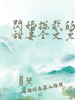 闪婚总裁的契约甜妻全文免费