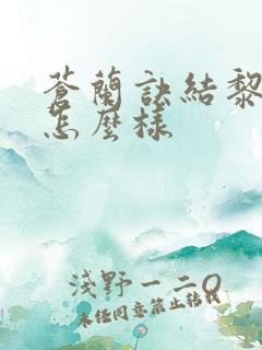 苍兰诀结黎结局怎么样