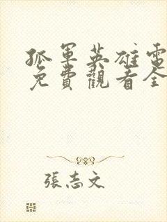 孤军英雄电视剧免费观看全集高清