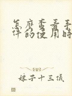 怎么查看手机软件的使用时间