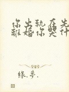 你出轨在先,我离婚你哭什么免费