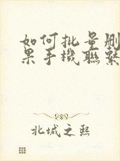 如何批量删除苹果手机联系人