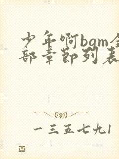 少年啊bgm全部章节列表