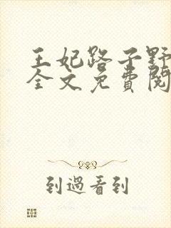 王妃路子野要宠全文免费阅读