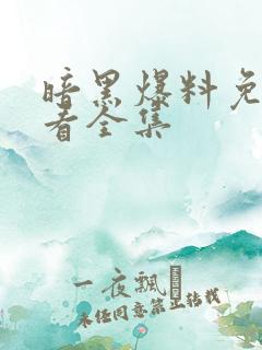 暗黑爆料免费观看全集