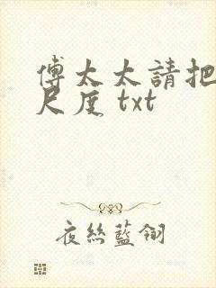 傅太太请把握好尺度 txt