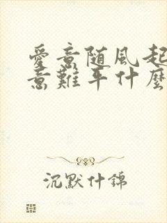 爱意随风起风止意难平什么歌