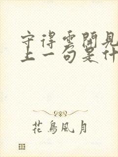 守得云开见月明上一句是什么