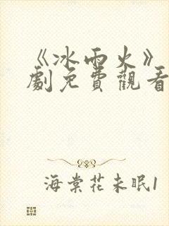 《冰雨火》电视剧免费观看