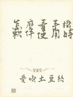 怎么看手机各个软件使用时间