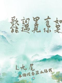歌词里有如果还能遇见你是什么歌