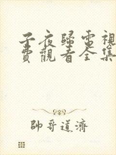 子夜归电视剧免费观看全集高清36