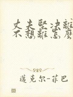 丈夫坚决离婚我不想离怎么样对付