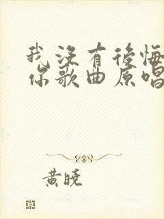 我没有后悔遇见你歌曲原唱