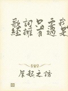 歌词只要我们曾经拥有过是什么歌