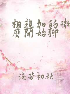 相亲加的微信怎么开始聊