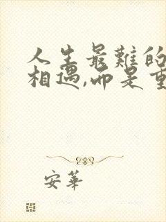 人生最难的不是相遇,而是重逢