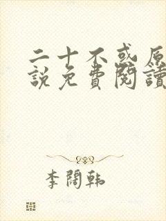 二十不惑原著小说免费阅读