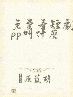 免费看短剧的app叫什么