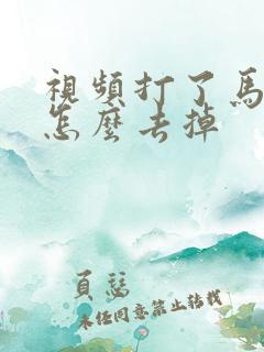 视频打了马赛克怎么去掉