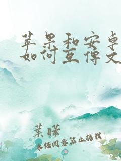 苹果和安卓手机如何互传文件