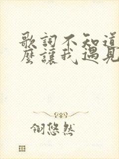 歌词不知道为什么让我遇见了你是什么歌