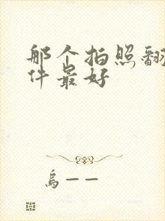 那个拍照翻译软件最好