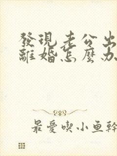 发现老公出轨后离婚怎么办