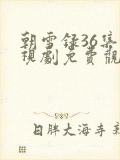 朝雪录36集电视剧免费观看