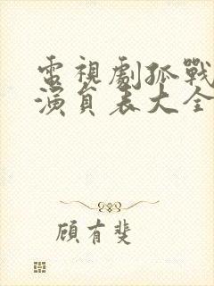 电视剧孤战迷城演员表大全