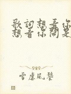 歌词想看你笑,想看你闹是什么歌名