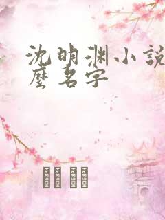 沈明渊小说叫什么名字