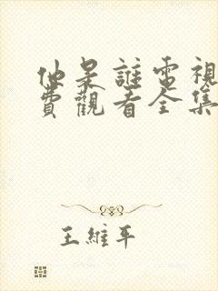 他是谁电视剧免费观看全集在线播放