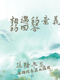 相遇的意义高级的回答